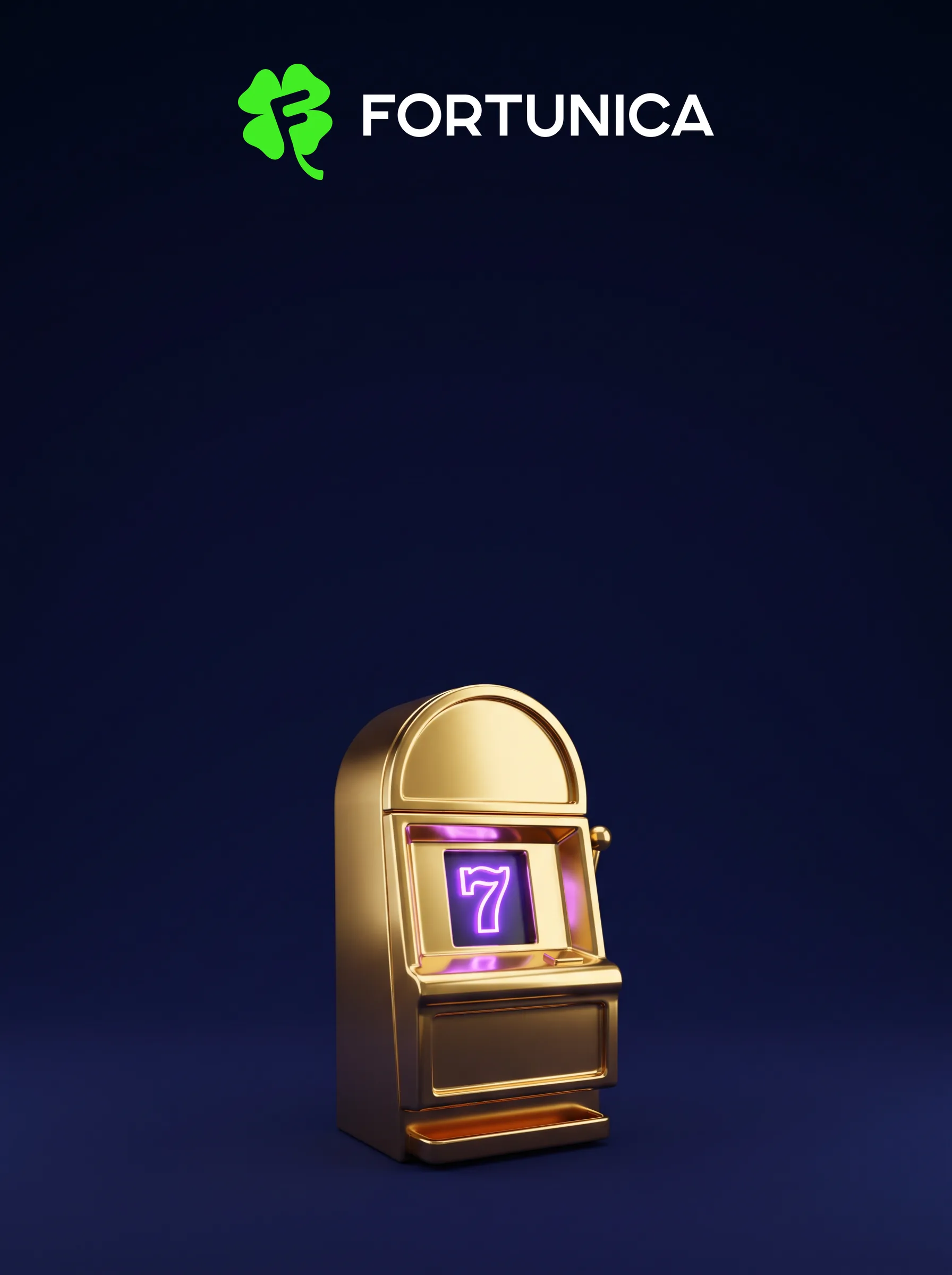 Gold Fortunica slot machine on an indigo background